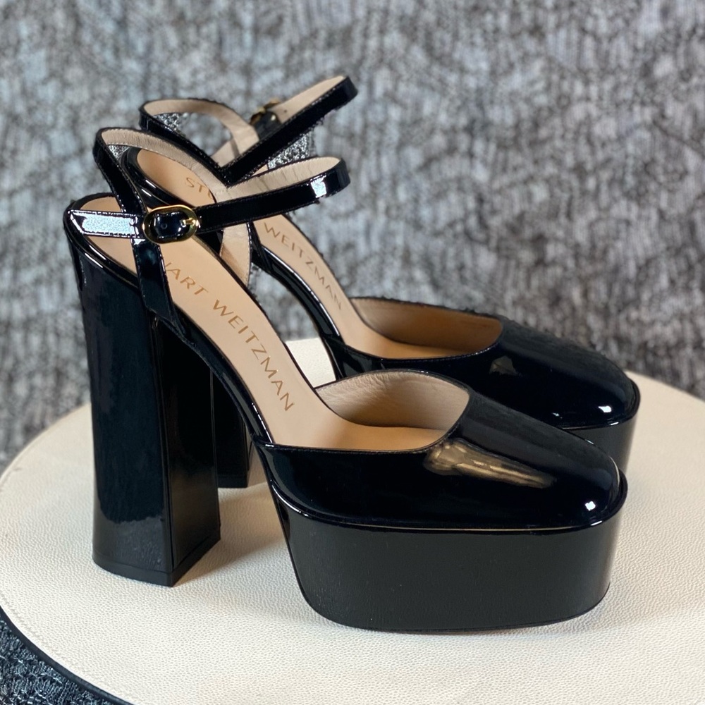 Stuart Weitzman Sky high 145 Platform Pump Heel Black Patent - Picture 3 of 10
